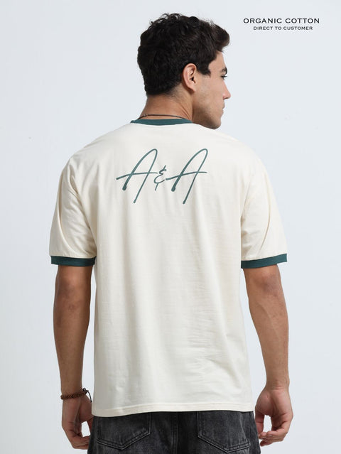 Modern Terrain Organic Cotton Oversized Printed Tee for Men's – Beige
