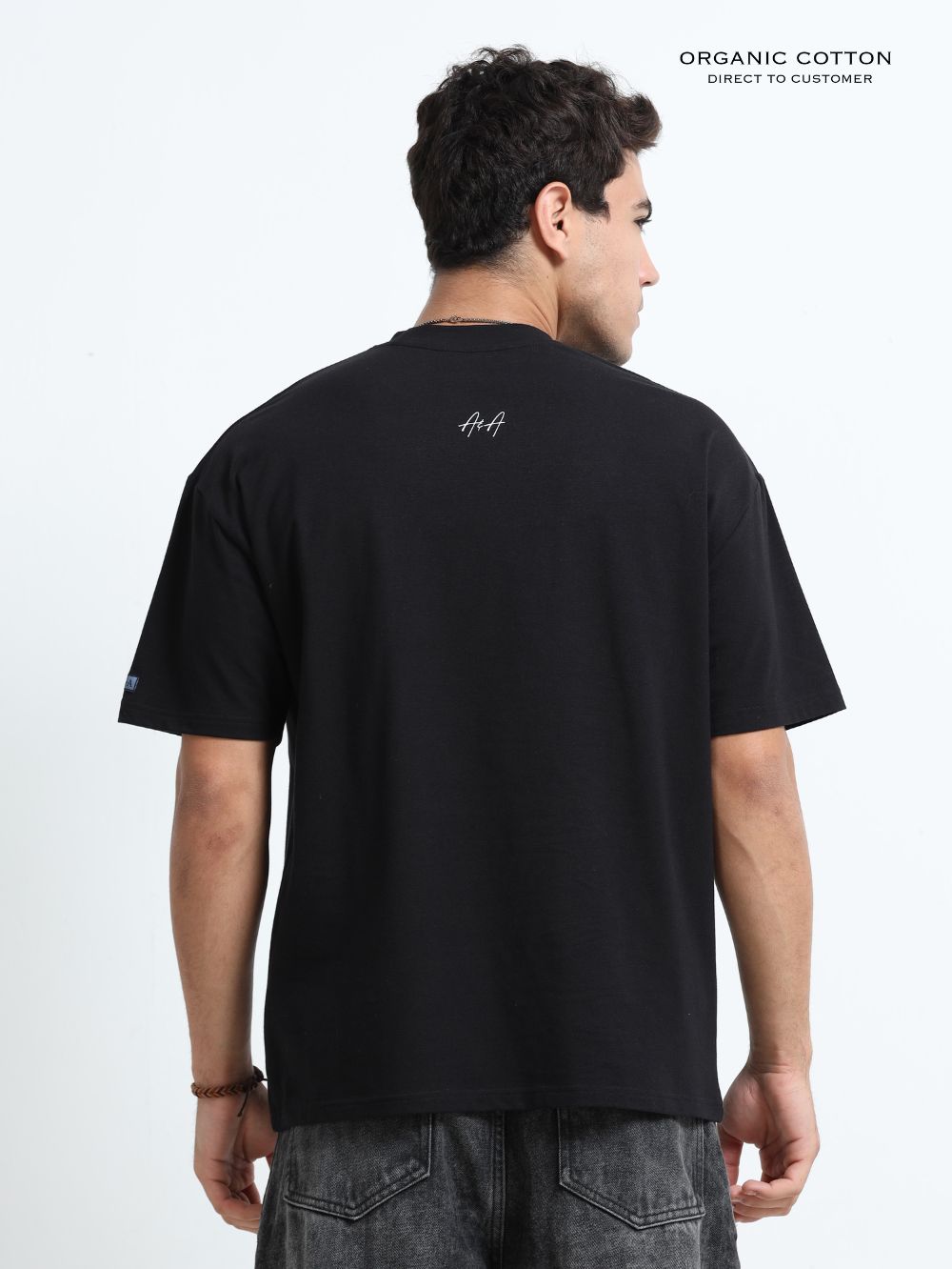 Dark Vibe Organic Cotton Printed T-shirt for Men's – Black