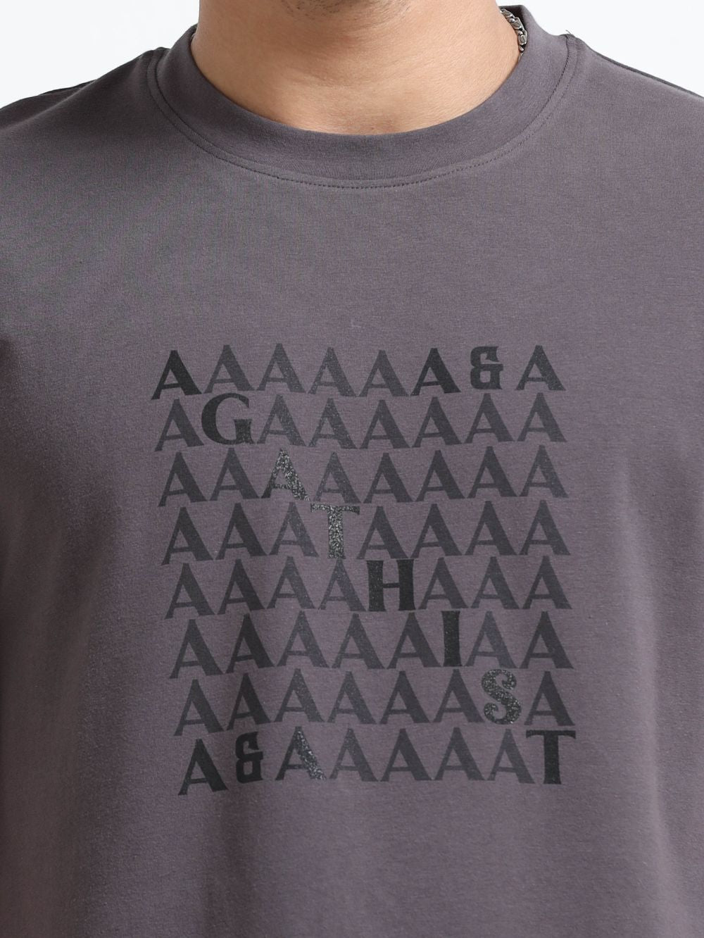 Shadow Stone Organic Cotton Printed T-Shirt for Men's – Dark Grey