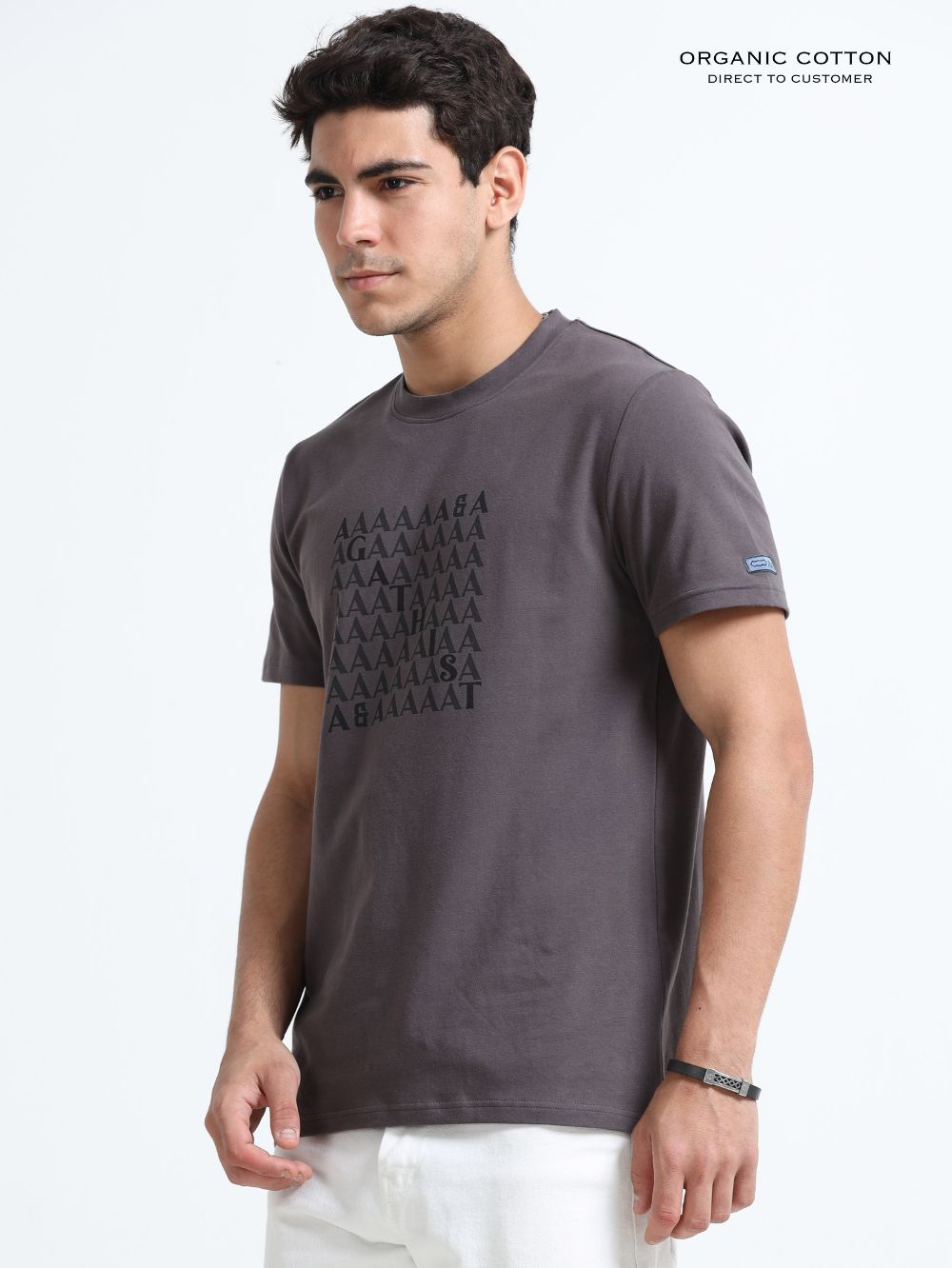 Shadow Stone Organic Cotton Printed T-Shirt for Men's – Dark Grey