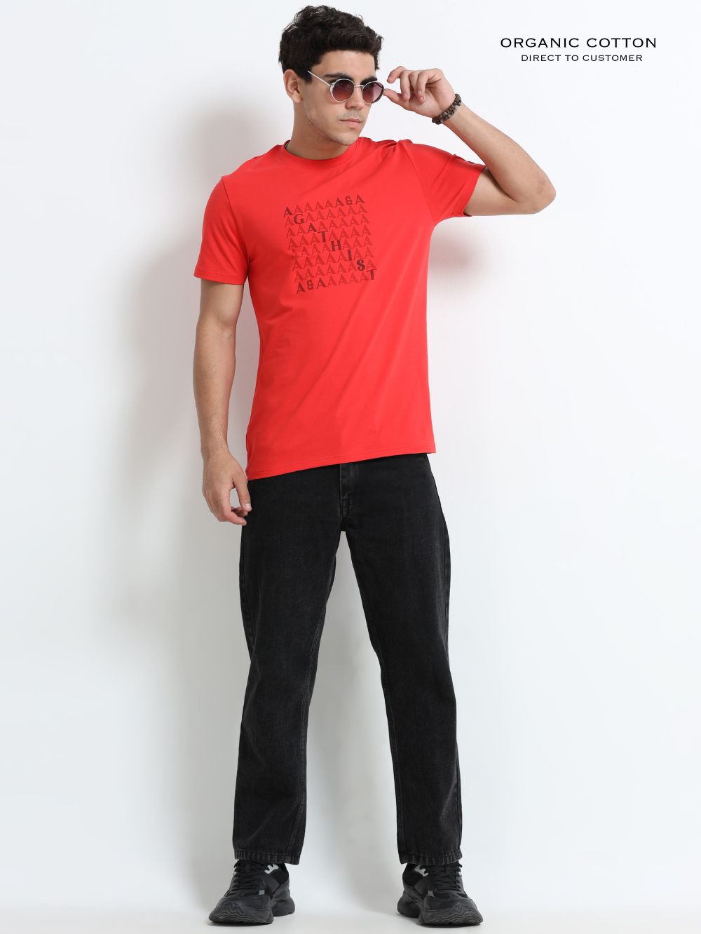 Urban Flame Organic Cotton Printed T-Shirt for Men's – Red