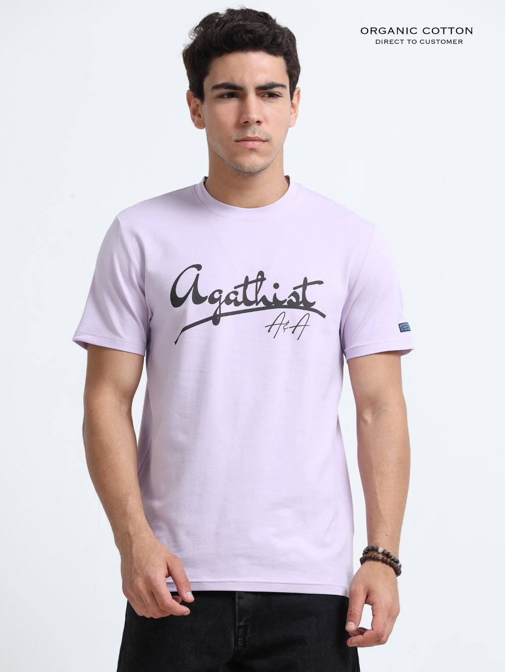 Lilac Wave Organic Cotton Printed T-Shirt for Men's – Light Purple