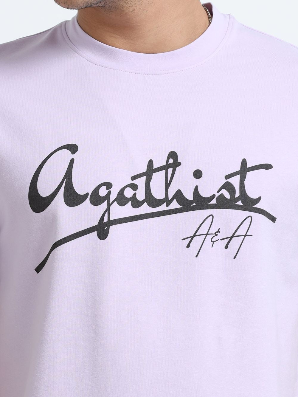 Lilac Wave Organic Cotton Printed T-Shirt for Men's – Light Purple