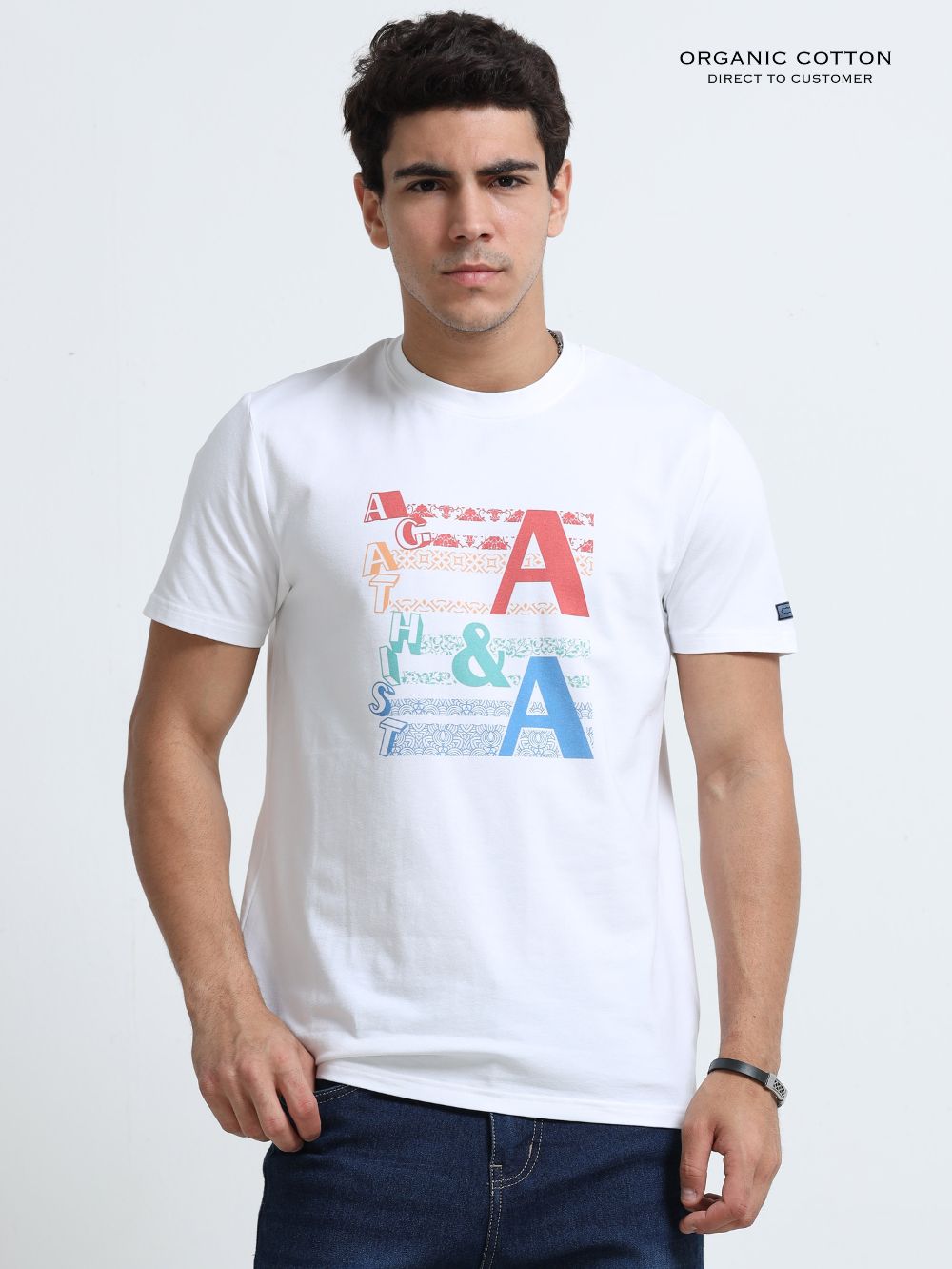 Snow Drift Organic Cotton Printed T-Shirt for Men's – White