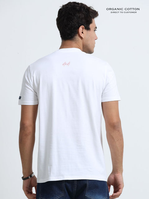Snow Drift Organic Cotton Printed T-Shirt for Men's – White