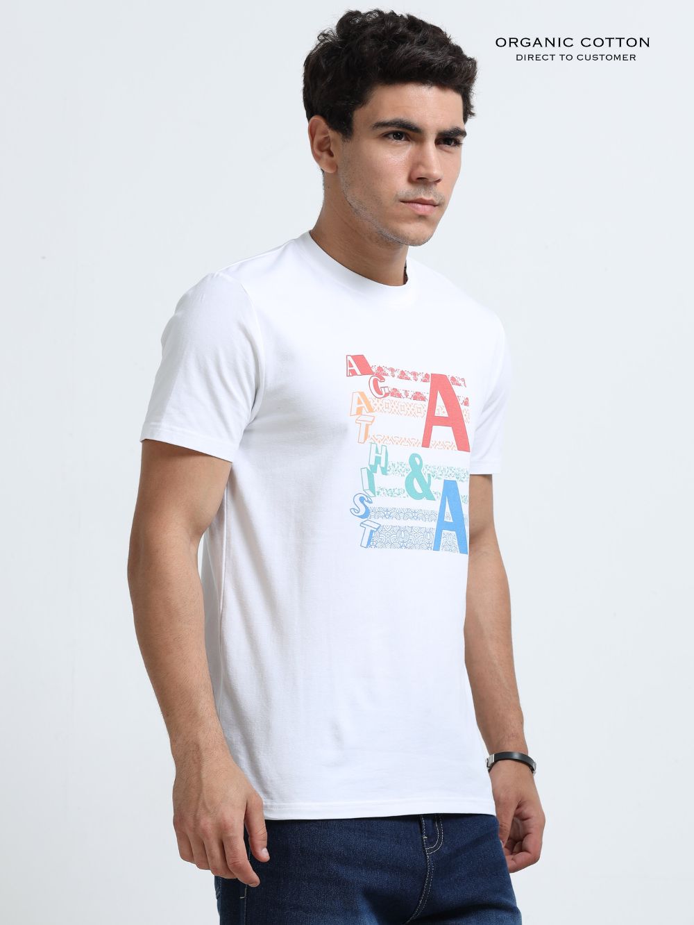 Snow Drift Organic Cotton Printed T-Shirt for Men's – White