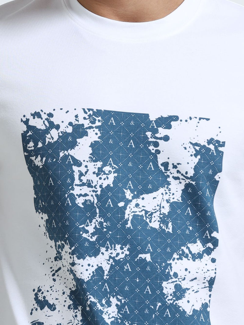Pearl Wave Organic Cotton Printed T-Shirt for Men's – White