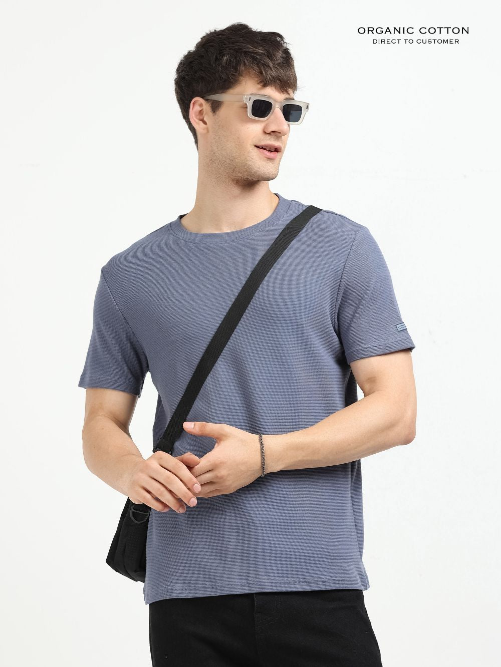 Organic Cotton Waffle Round Neck T-Shirt for Mens