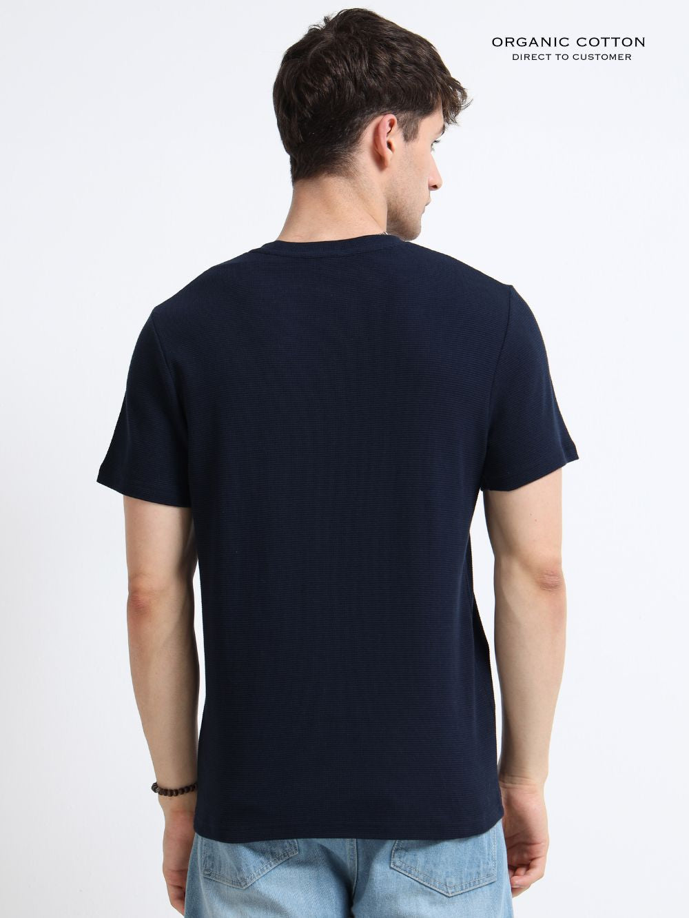 Organic Cotton Waffle Round Neck T-Shirt for Mens