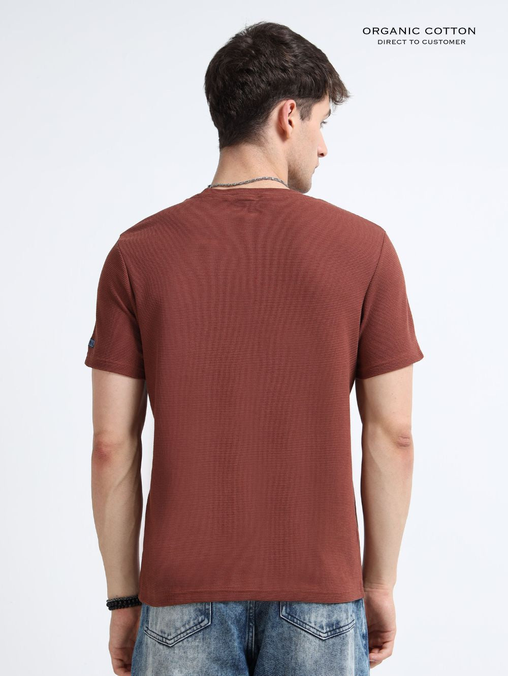 Organic Cotton Waffle Round Neck T-Shirt for Mens