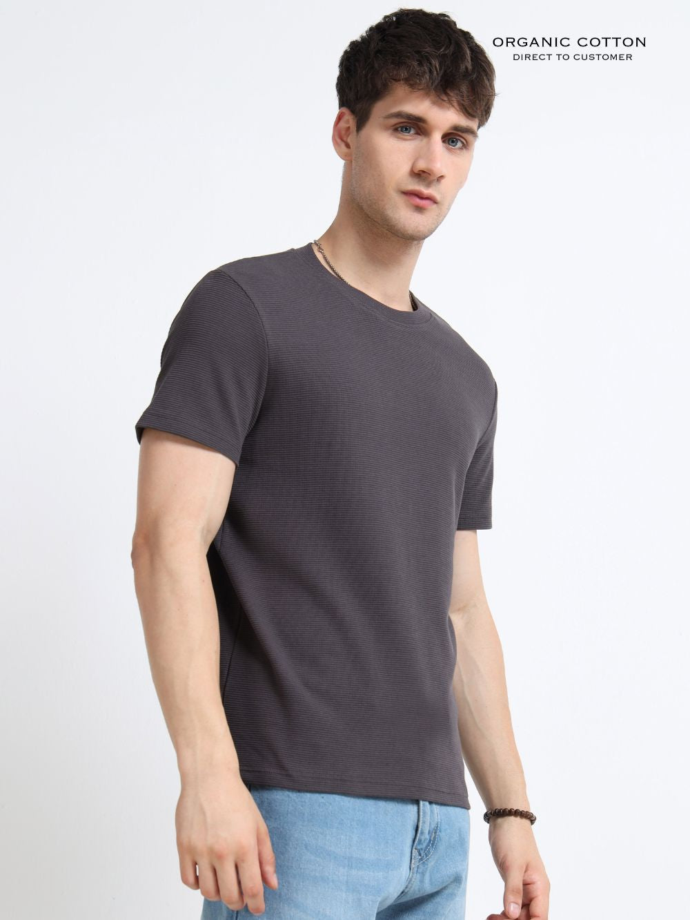 Organic Cotton Waffle Round Neck T-Shirt for Mens