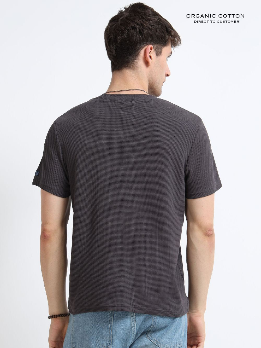 Organic Cotton Waffle Round Neck T-Shirt for Mens