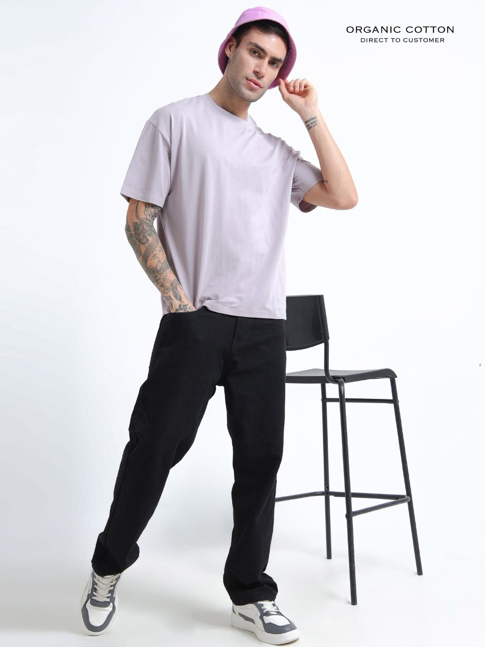 Gull Gray Organic Cotton Oversized Tee for Men