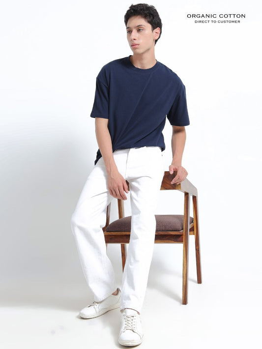 Navy Organic Cotton Oversized Tee for Men