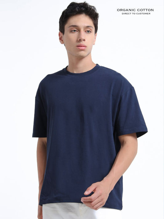Navy Organic Cotton Oversized Tee for Men