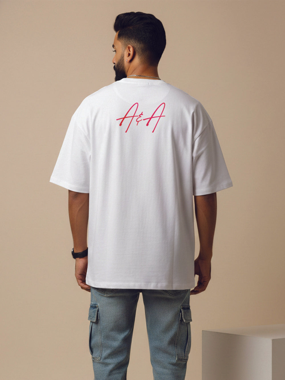 Agathist – Men's Printed White Organic Cotton Oversized Tee