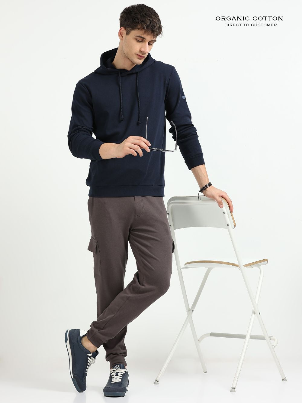 Navy Essential Comfort Organic Cotton Mens Hoodie