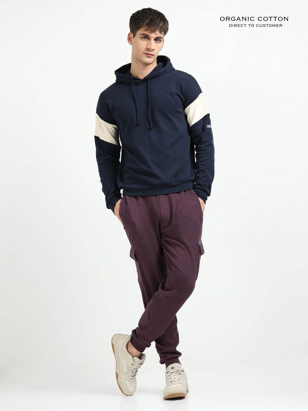 Navy Organic Cotton Casual Hoodie for Men