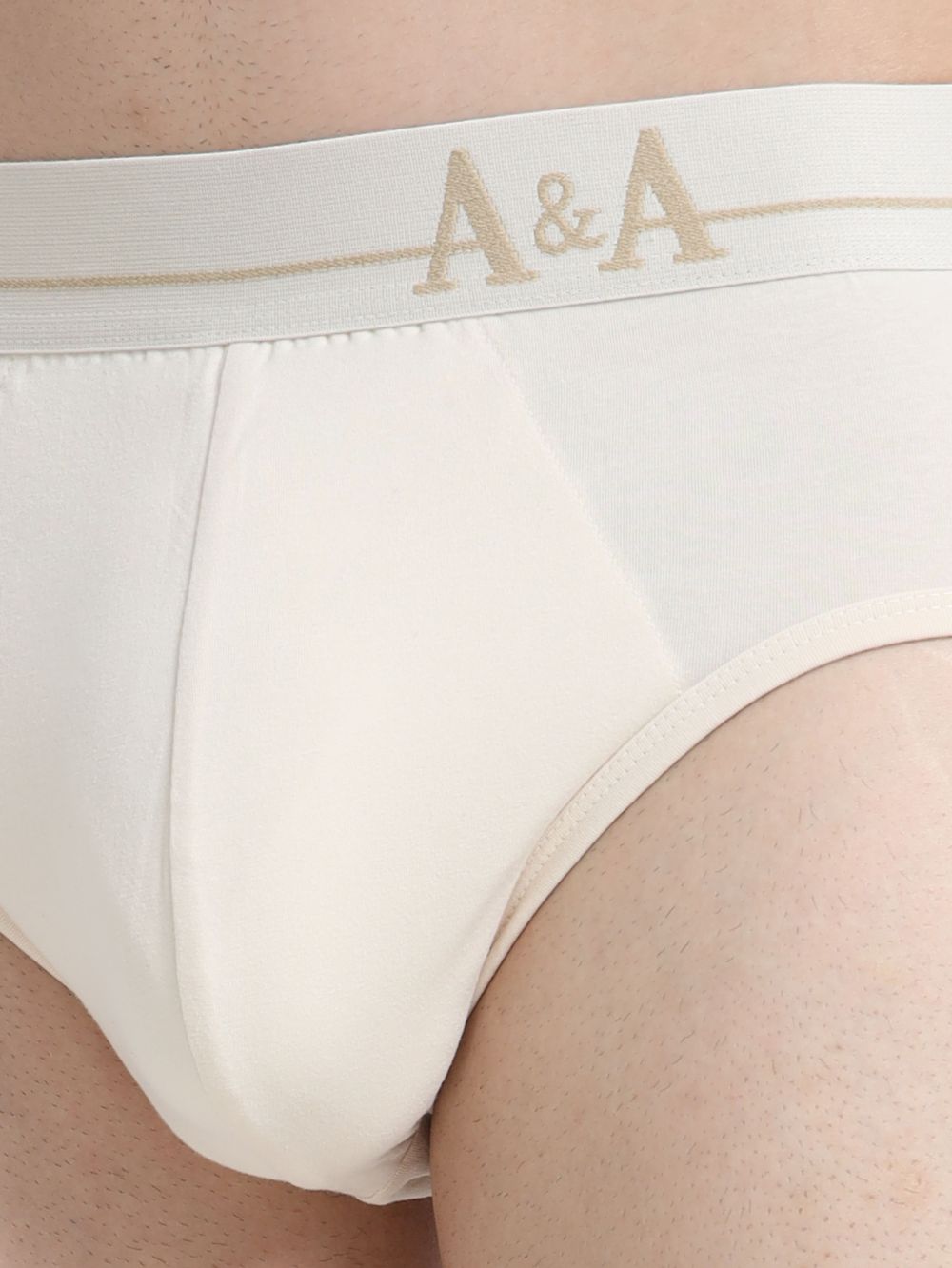 Beige and Beige Organic Cotton Super Stretch Brief Outer Elastic Waistband - Pack of 2