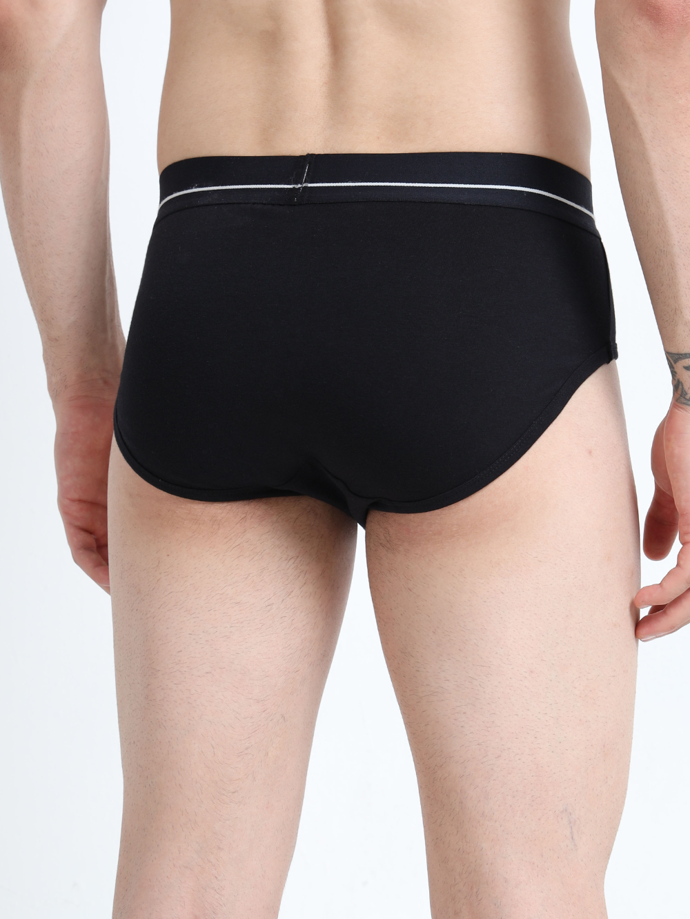 Black and Black Organic Cotton Super Stretch Brief With Outer Elastic Waistband - Pack of 2
