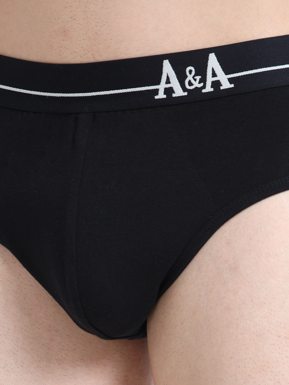 Black and Black Organic Cotton Super Stretch Brief With Outer Elastic Waistband - Pack of 2