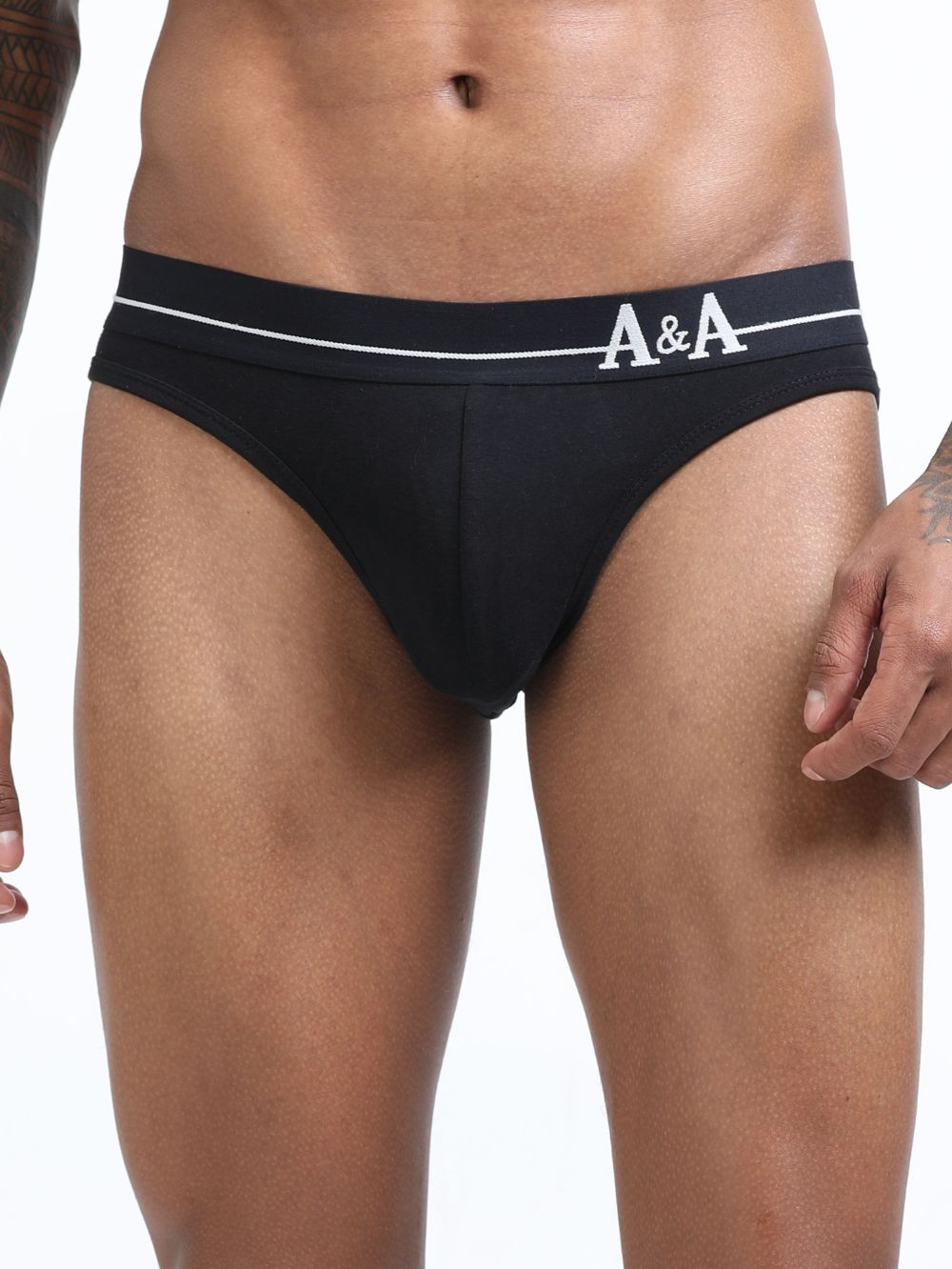 Black and Black Organic Cotton Bikini Brief With Outer Elastic Waistband - Pack of 2