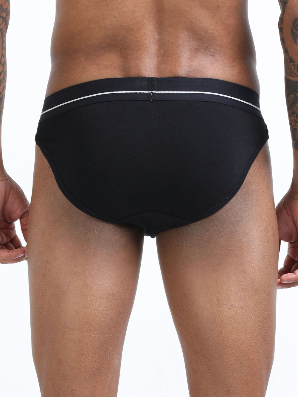 Black and Black Organic Cotton Bikini Brief With Outer Elastic Waistband - Pack of 2