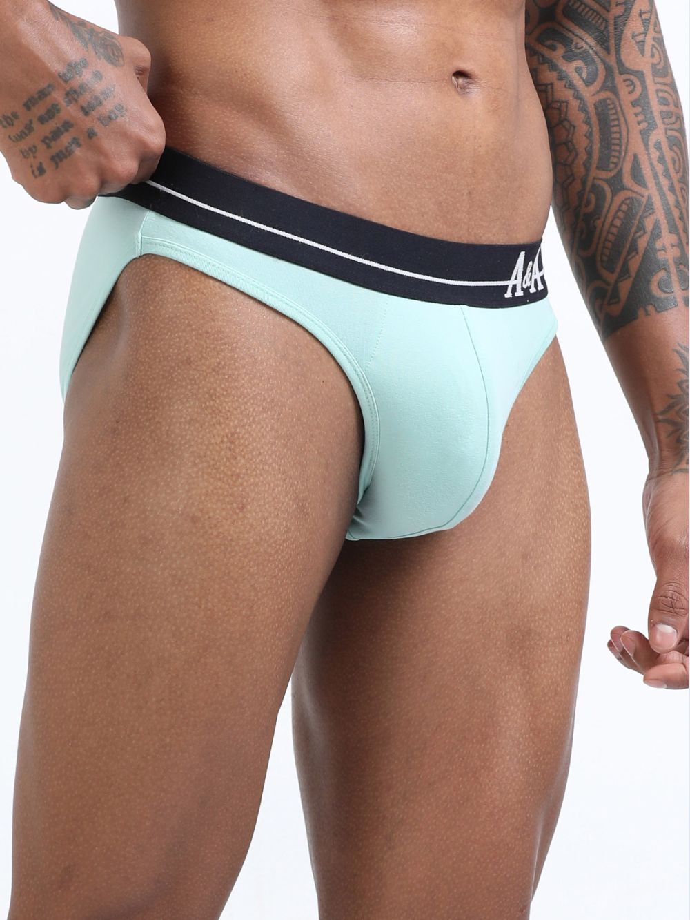 Canary Green and Aqua Organic Cotton Bikini Brief With Outer Elastic Waistband - Pack of 2