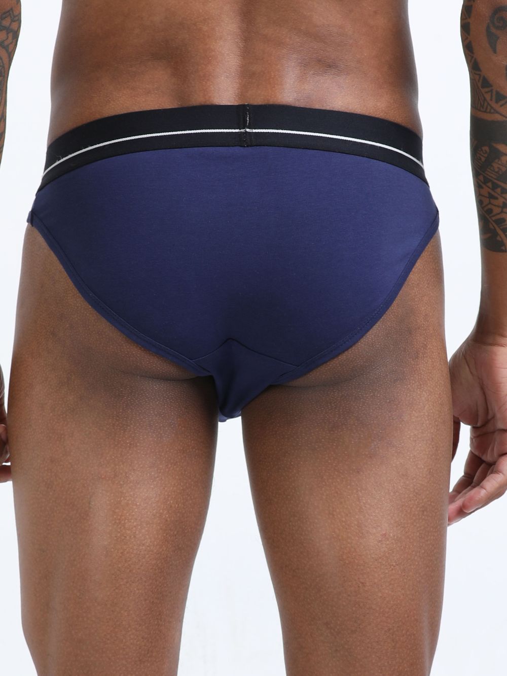 Medieval Blue and Light Blue Organic Cotton Bikini Brief With Outer Elastic Waistband - Pack of 2