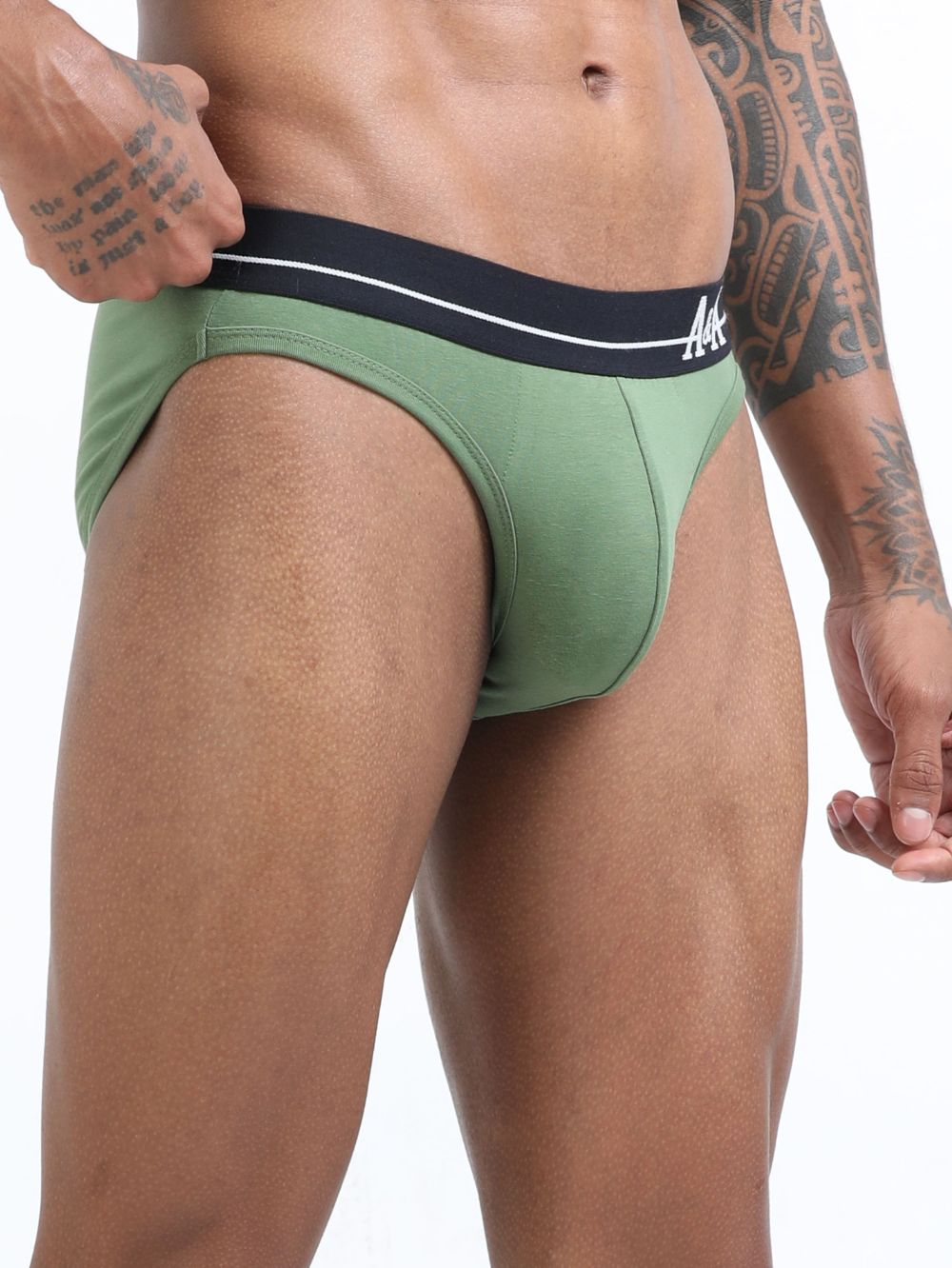 Olive Green and Magenta Organic Cotton Bikini Brief With Outer Elastic Waistband - Pack of 2