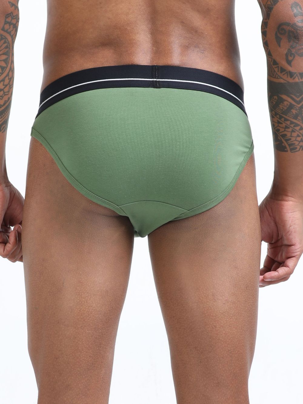 Olive Green and Magenta Organic Cotton Bikini Brief With Outer Elastic Waistband - Pack of 2