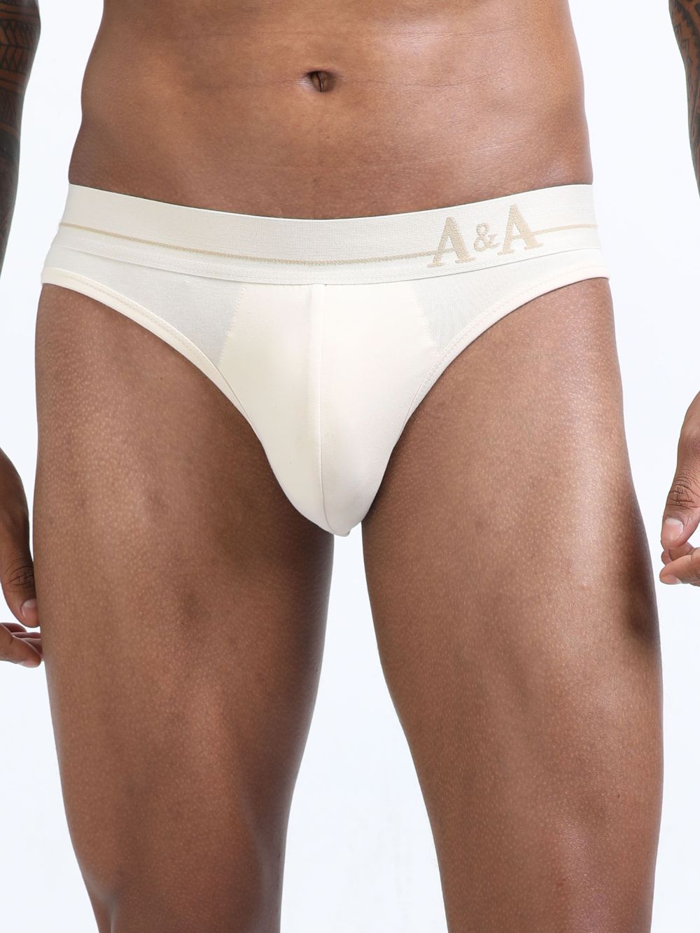 Beige and Beige Organic Cotton Bikini Brief With Outer Elastic Waistband - Pack of 2