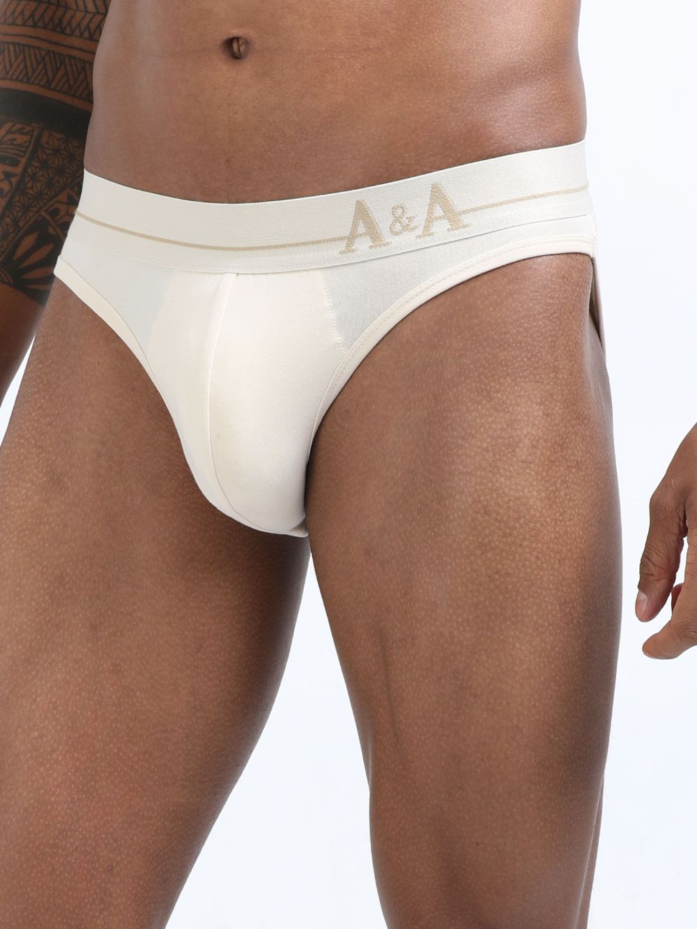 Beige and Beige Organic Cotton Bikini Brief With Outer Elastic Waistband - Pack of 2