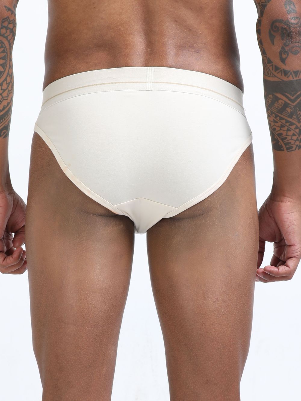 Beige and Beige Organic Cotton Bikini Brief With Outer Elastic Waistband - Pack of 2