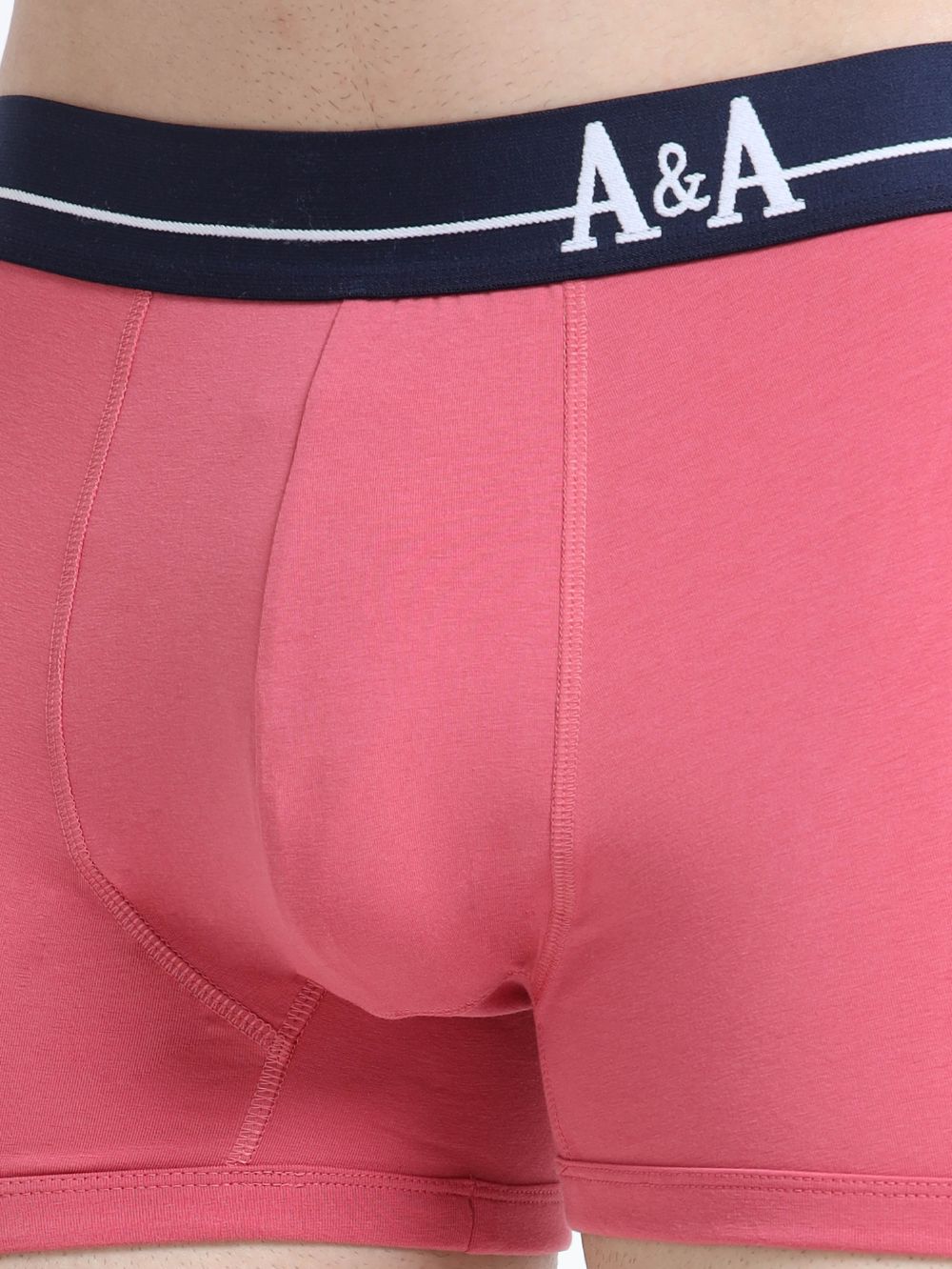 Olive Green and Magenta Organic Cotton super stretch Trunk with Outer Elastic Regular Length Waistband - Pack of 2