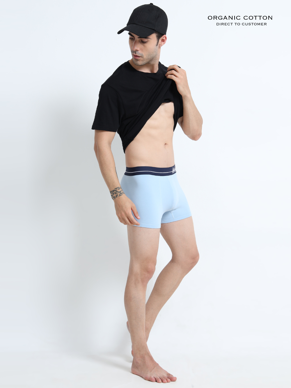 Medieval Blue and Light Blue Organic Cotton super stretch Trunk with Outer Elastic Regular Length Waistband - Pack of 2
