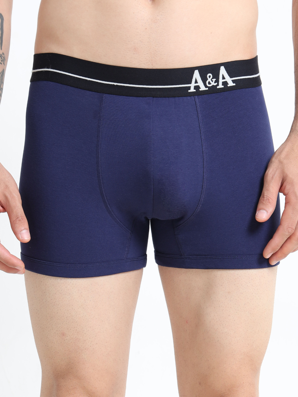 Medieval Blue and Light Blue Organic Cotton super stretch Trunk with Outer Elastic Regular Length Waistband - Pack of 2