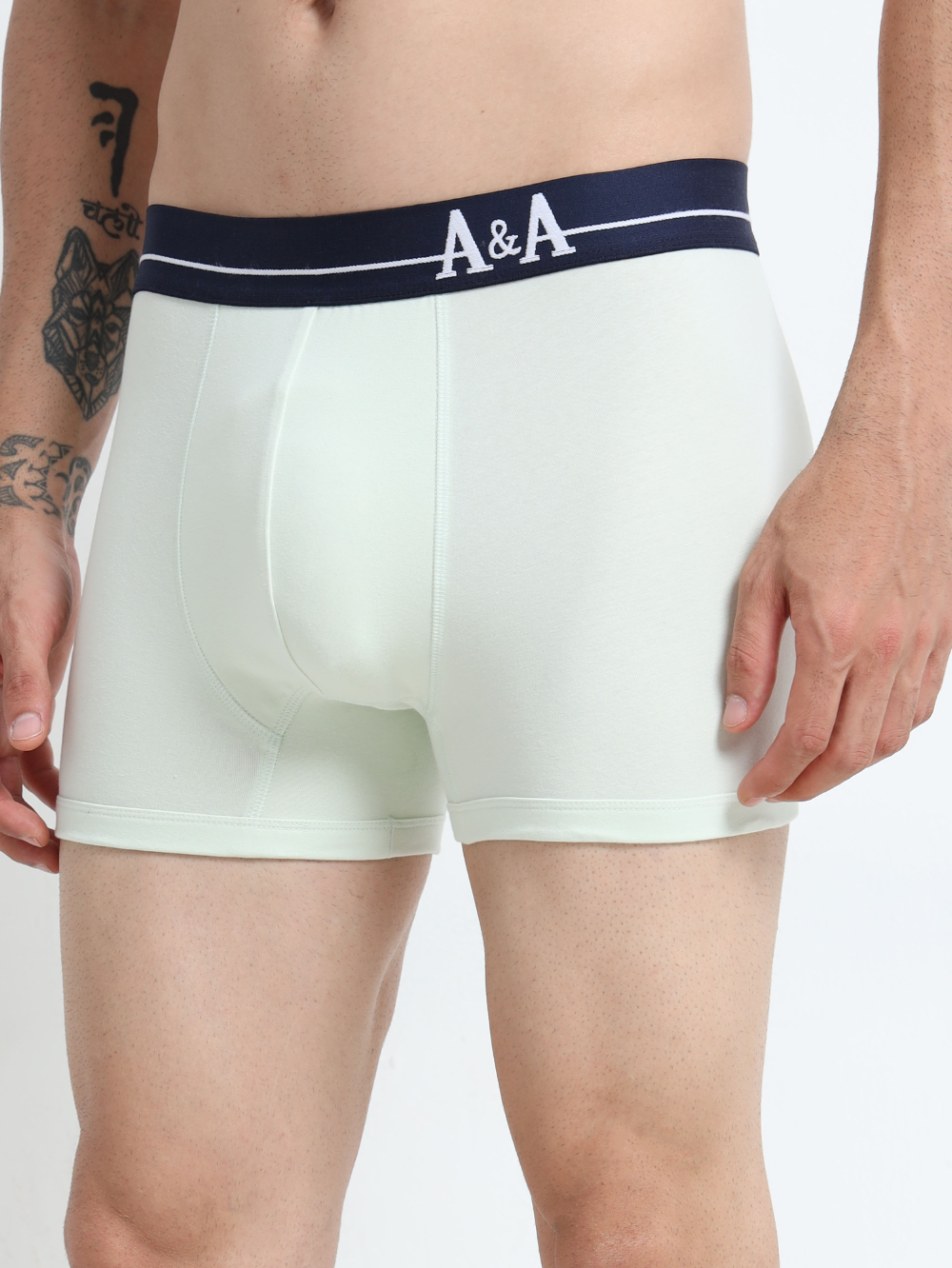 Canary Green and Aqua Organic Cotton super stretch Trunk with Outer Elastic Regular Length Waistband - Pack of 2