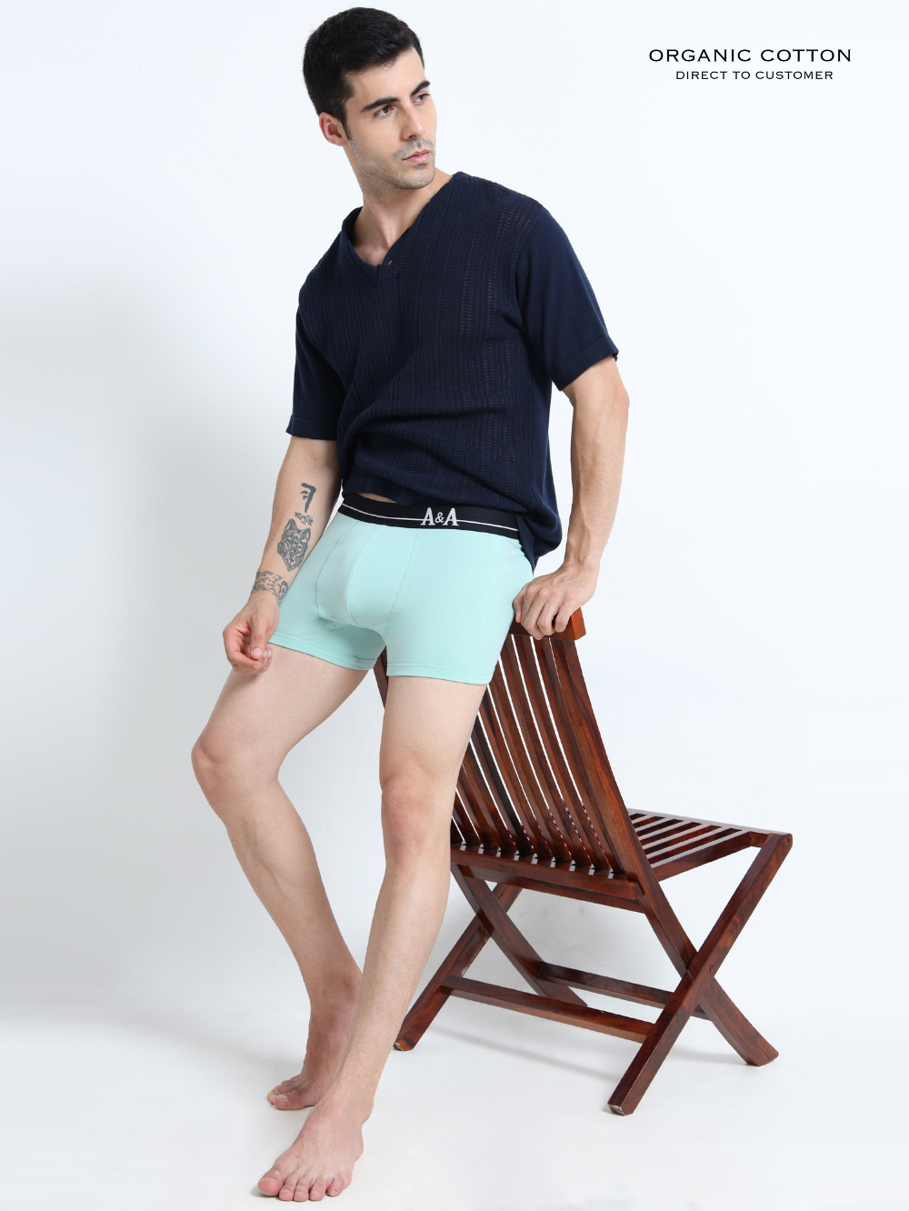 Canary Green and Aqua Organic Cotton super stretch Trunk with Outer Elastic Regular Length Waistband - Pack of 2