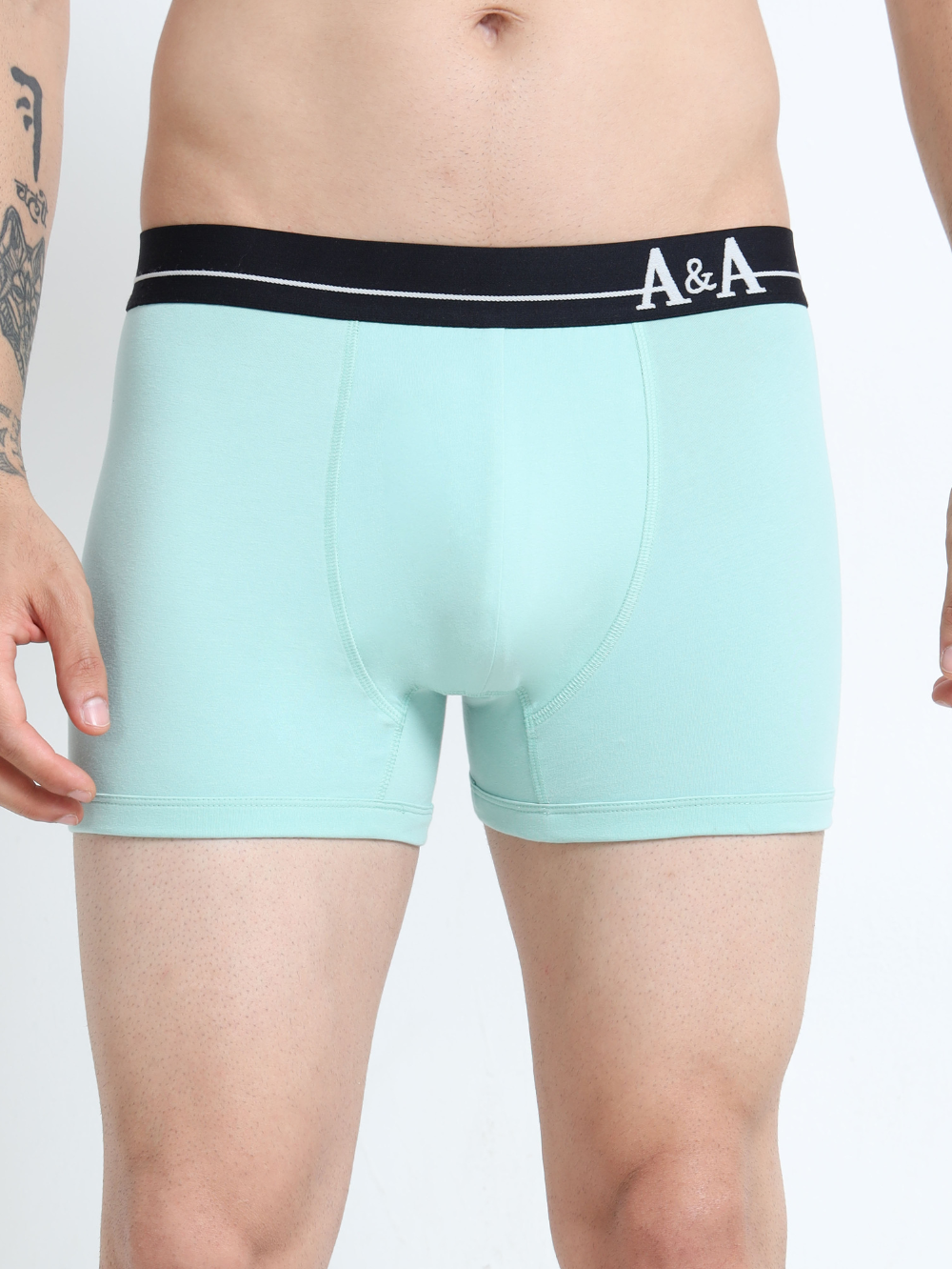 Canary Green and Aqua Organic Cotton super stretch Trunk with Outer Elastic Regular Length Waistband - Pack of 2