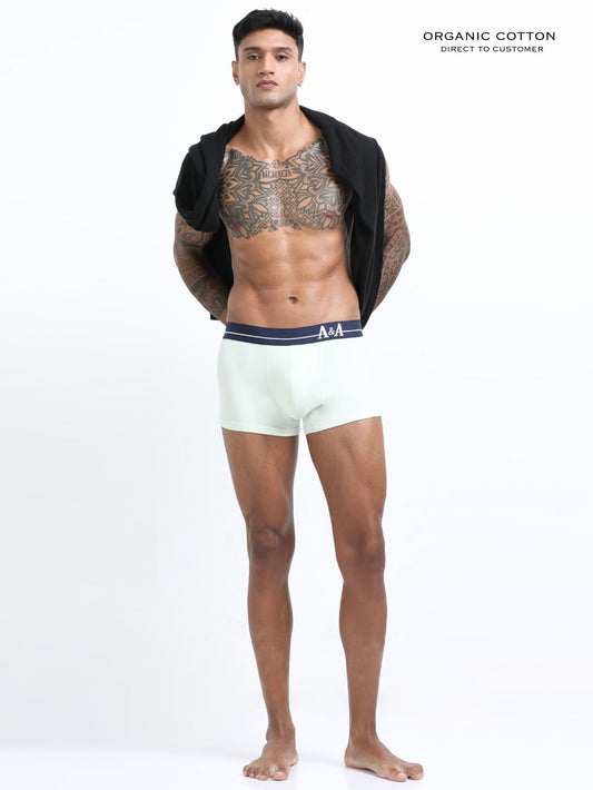 Canary Green and Aqua Organic Cotton super stretch Trunk with Outer Elastic Short Length Waistband - Pack of 2