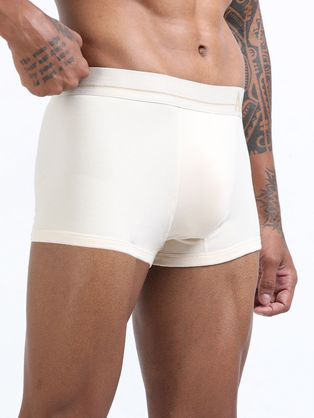 Beige and Beige Organic Cotton super stretch Trunk with Outer Elastic Short Length Waistband - Pack of 2