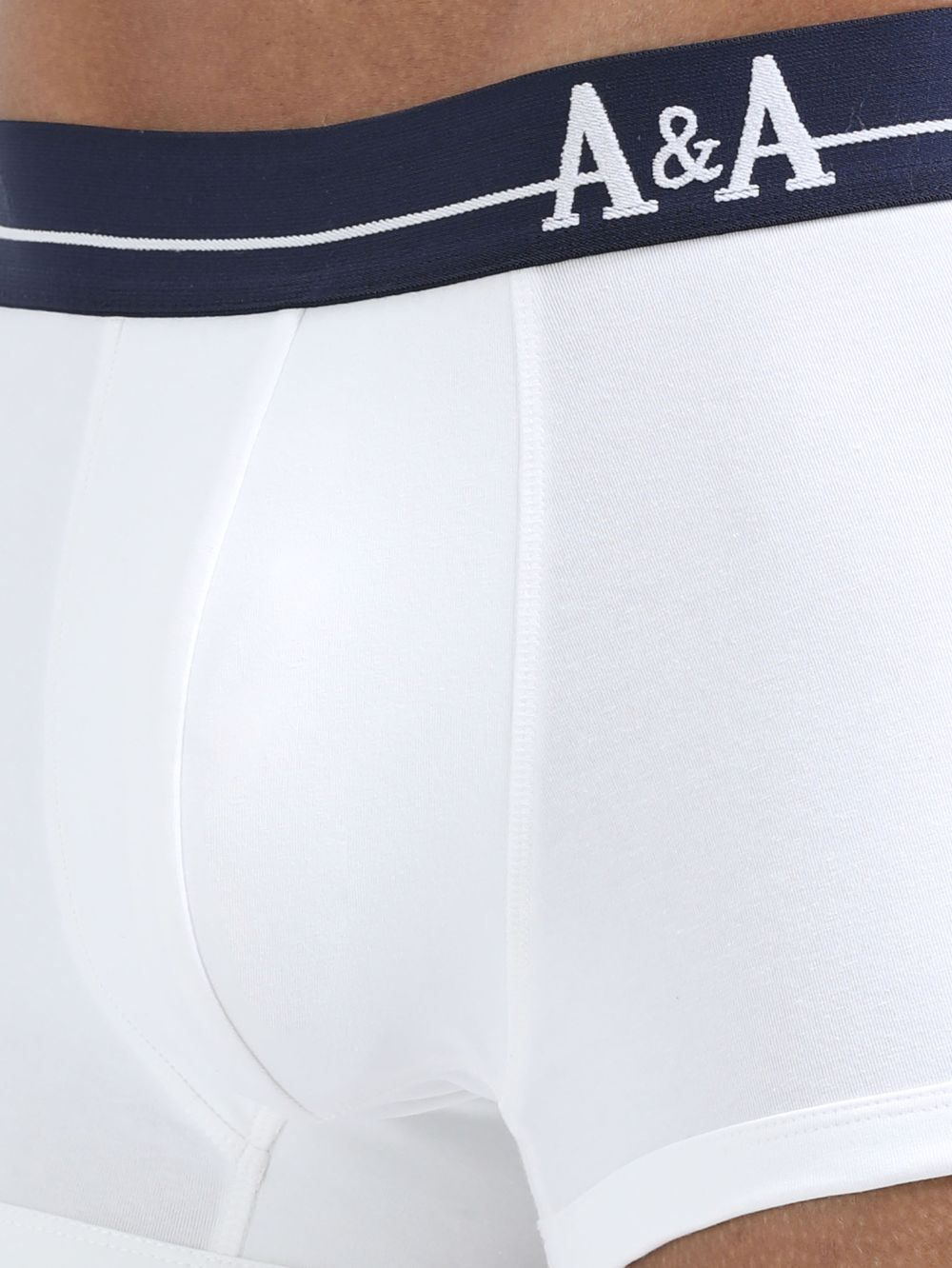 White and White Organic Cotton super stretch Trunk with Outer Elastic Short Length Waistband - Pack of 2