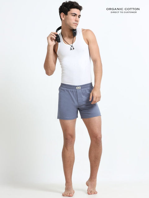 Blueish Grey Organic Cotton Short Boxer for Mens - Pack of 1