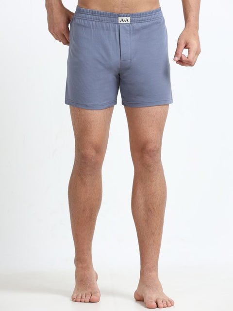 Blueish Grey Organic Cotton Short Boxer for Mens - Pack of 1