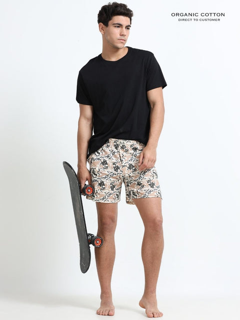Beige Mens Organic Cotton Printed Boxer Regular with Desert Digital Camo Print Design - Pack Of 1