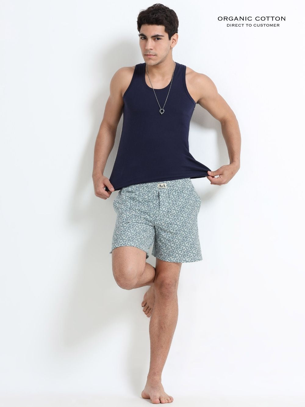Mens Organic Cotton Regular Printed Boxers - Pack of 2