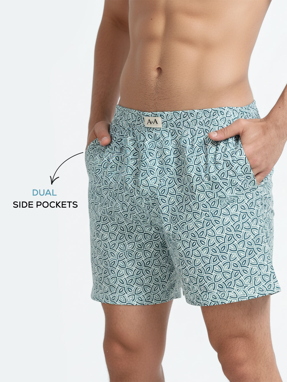 White Mens Organic Cotton With Modern Pattern Printed Boxer Regular - Pack Of 1