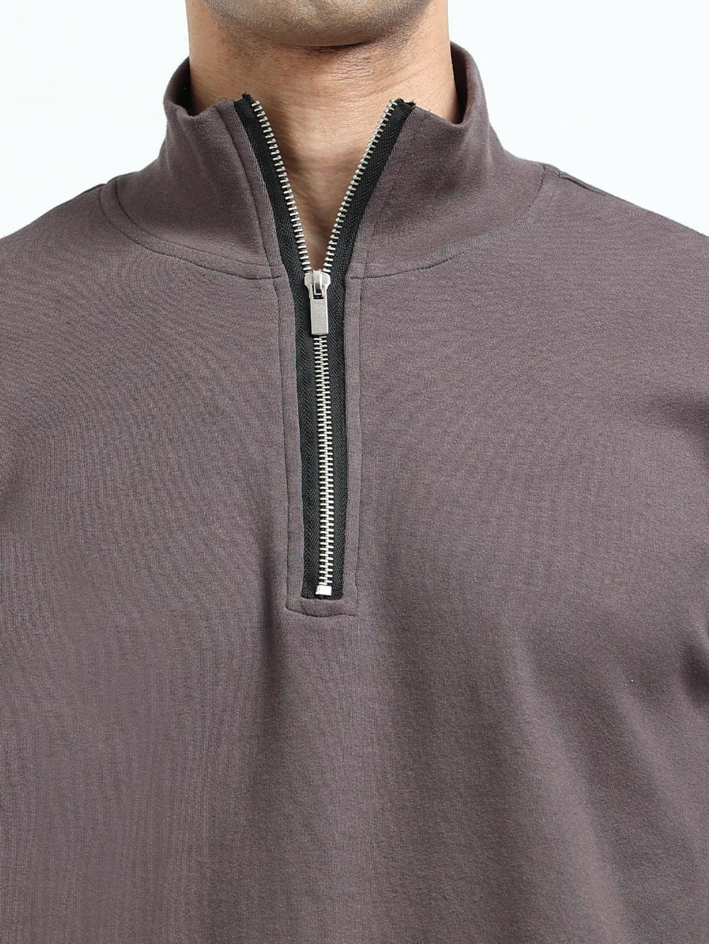 Dark Grey A & A Mens Organic Cotton Zip-Neck Pullover