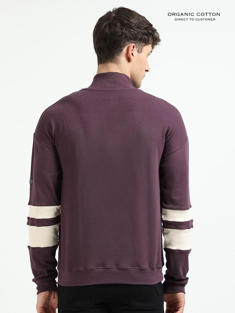 Wine A & A Mens Organic Cotton Zip-Neck Pullover